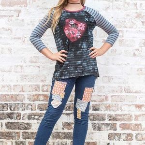 Matilda Jane Rig it Up Tee. Heart, distressed look